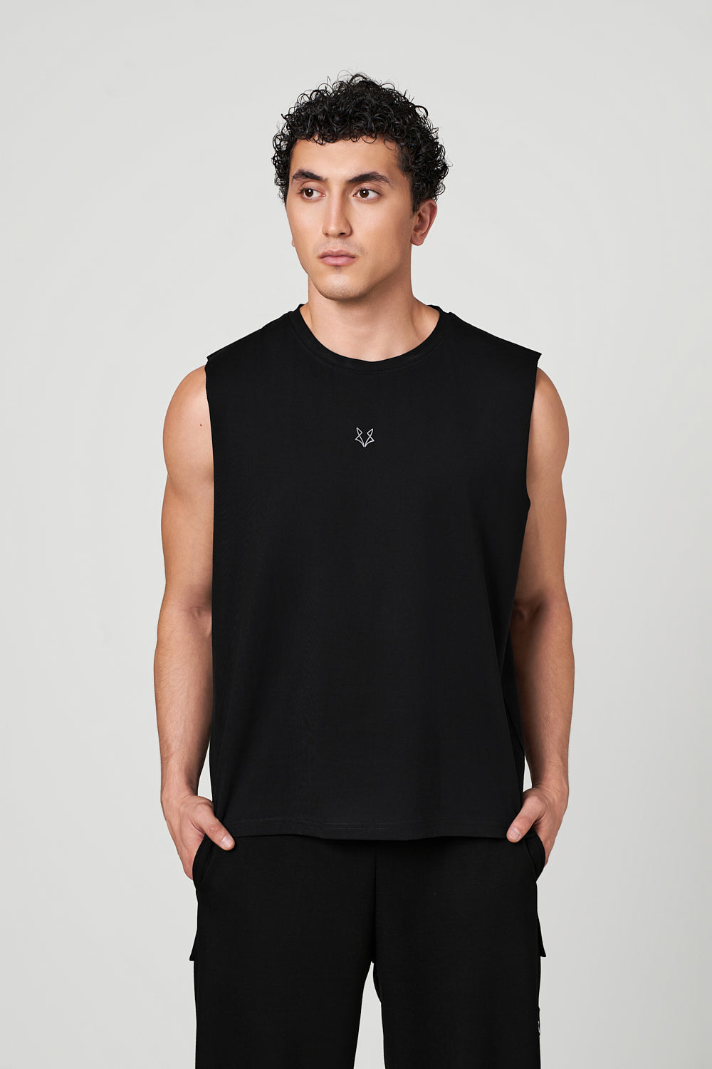 Black Raw WolfWeave Oversized Tank Top for men – Air Soft, Structured