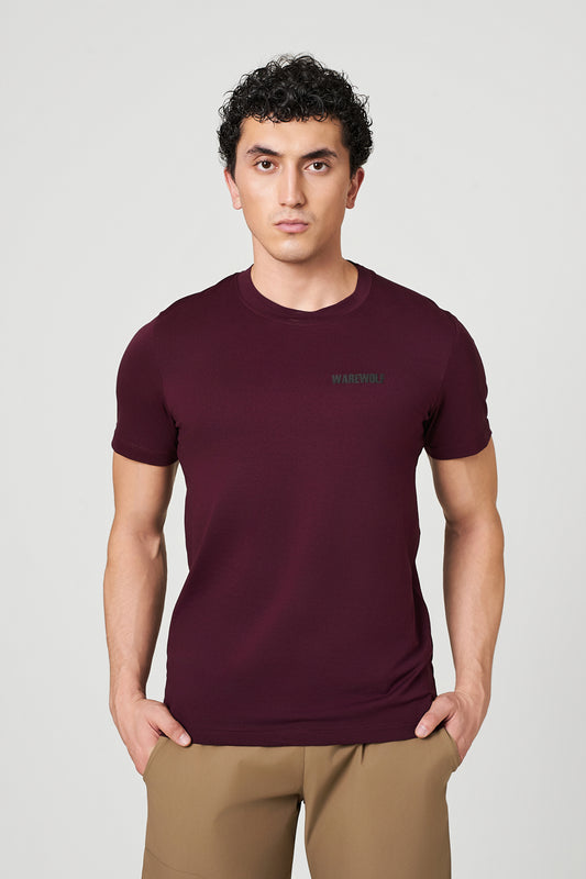 Maroon Stealth WolfKnit Sportswear Crewneck for men – Cotton T-shirt, 4-Way Stretch, Comfort