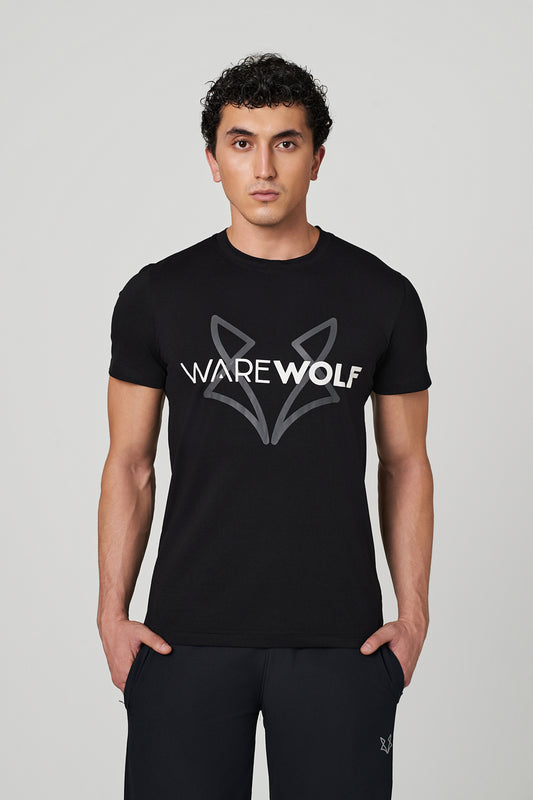 Black Soul WolfKnit Sportswear Crewneck for men – Cotton T-shirt, 4-Way Stretch, Comfort