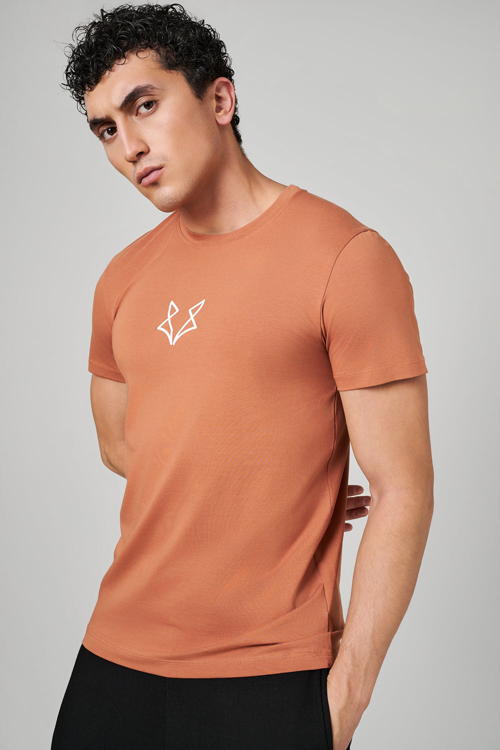 Warewolf Regular Fit Spot WolfKnit Sportswear Crewneck – Cotton T-shirt, 4-Way Stretch, Comfort – Peach
