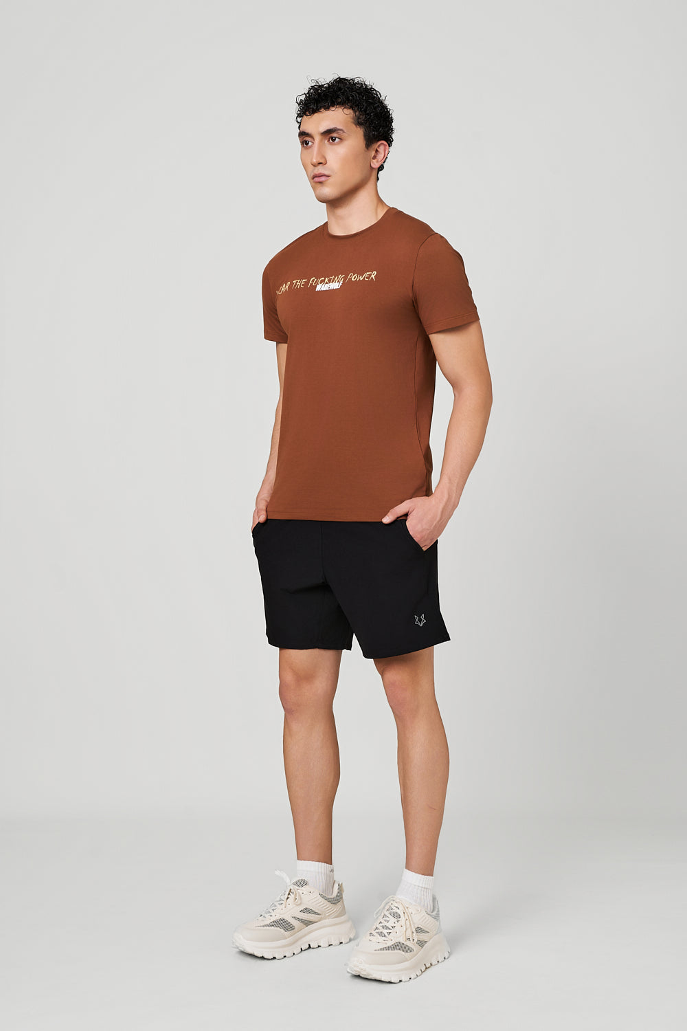 Warewolf Regular Fit The Statement WolfKnit Sportswear Crewneck – Cotton T-shirt, 4-Way Stretch, Comfort – Brown