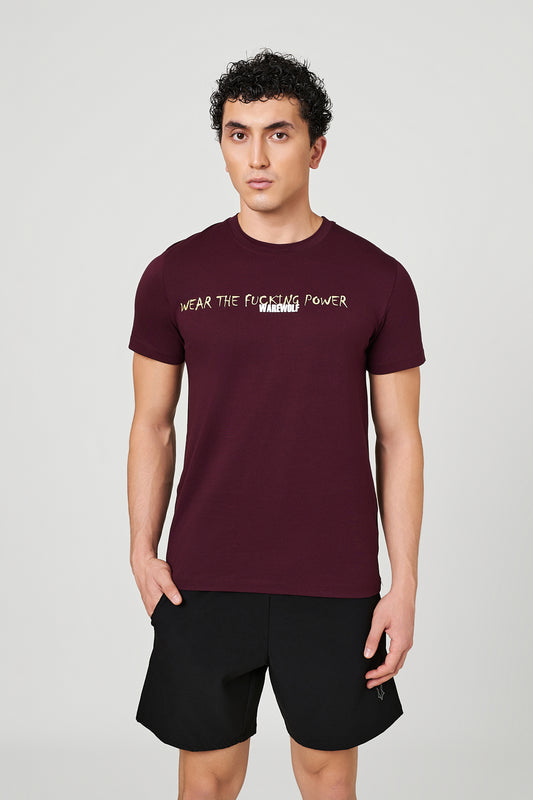 Maroon The Statement WolfKnit Sportswear Crewneck for men – Cotton T-shirt, 4-Way Stretch, Comfort