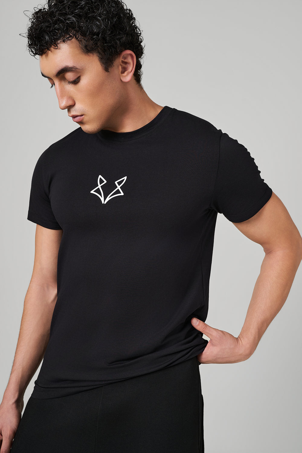 Warewolf Regular Fit Spot WolfKnit Sportswear Crewneck – Cotton T-shirt, 4-Way Stretch, Comfort – Black