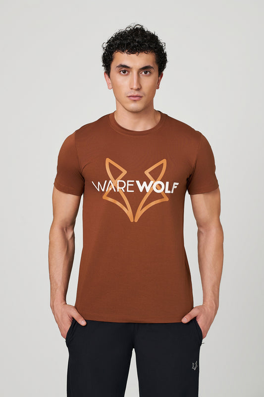 Brown Soul WolfKnit Sportswear Crewneck for men – Cotton T-shirt, 4-Way Stretch, Comfort