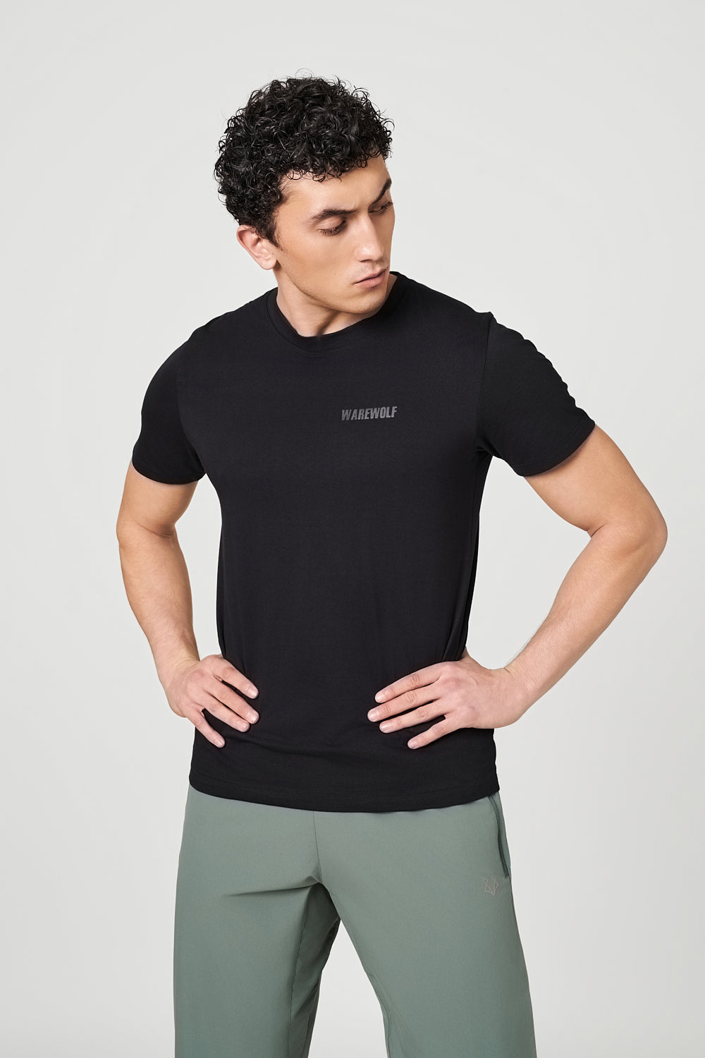 Warewolf Regular Fit Stealth WolfKnit Sportswear Crewneck – Cotton T-shirt, 4-Way Stretch, Comfort – Black