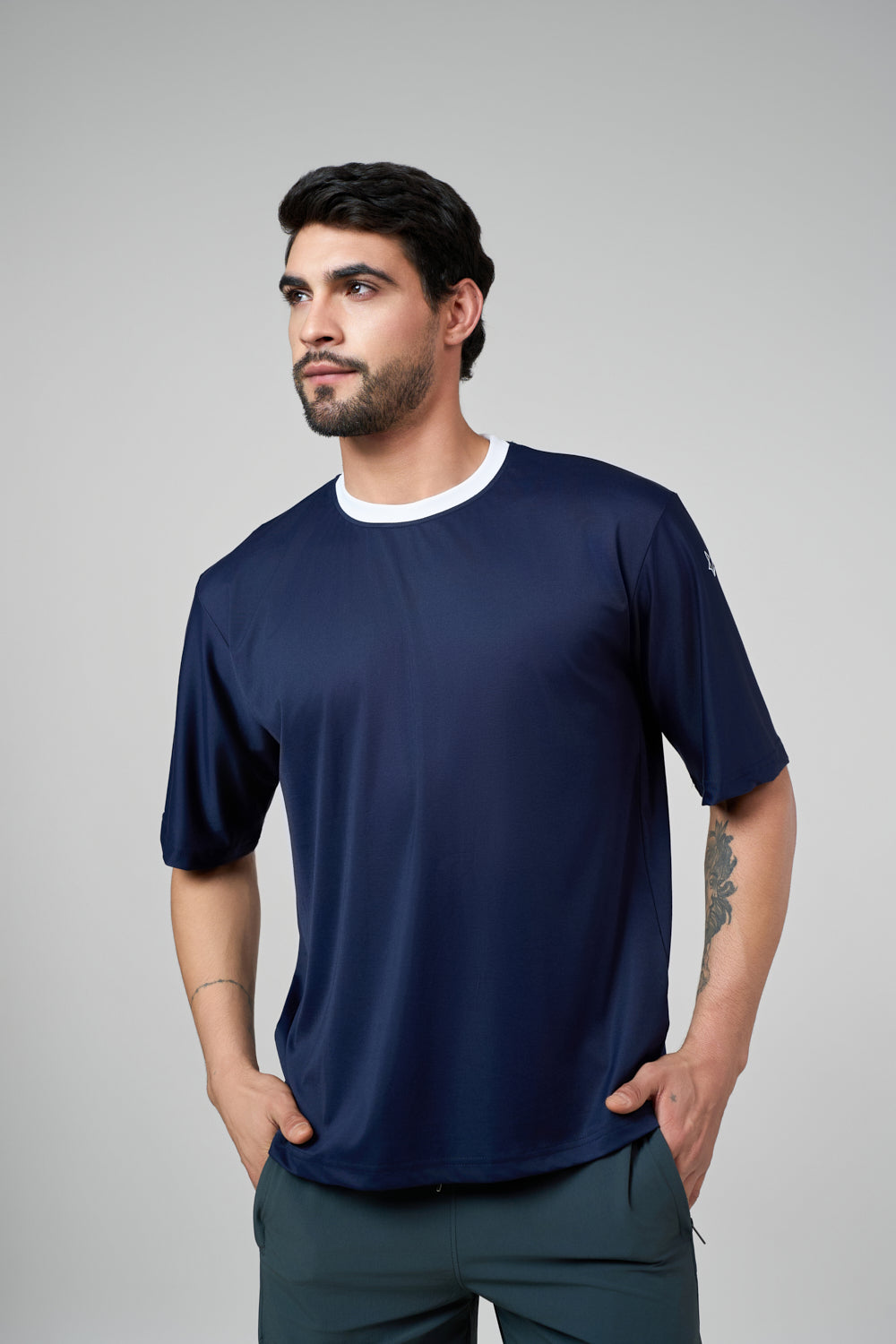 Blue pullover front view