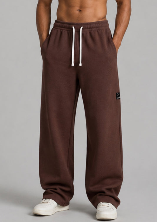 Warewolf Essential Oversized Cotton Track Pant – Brown