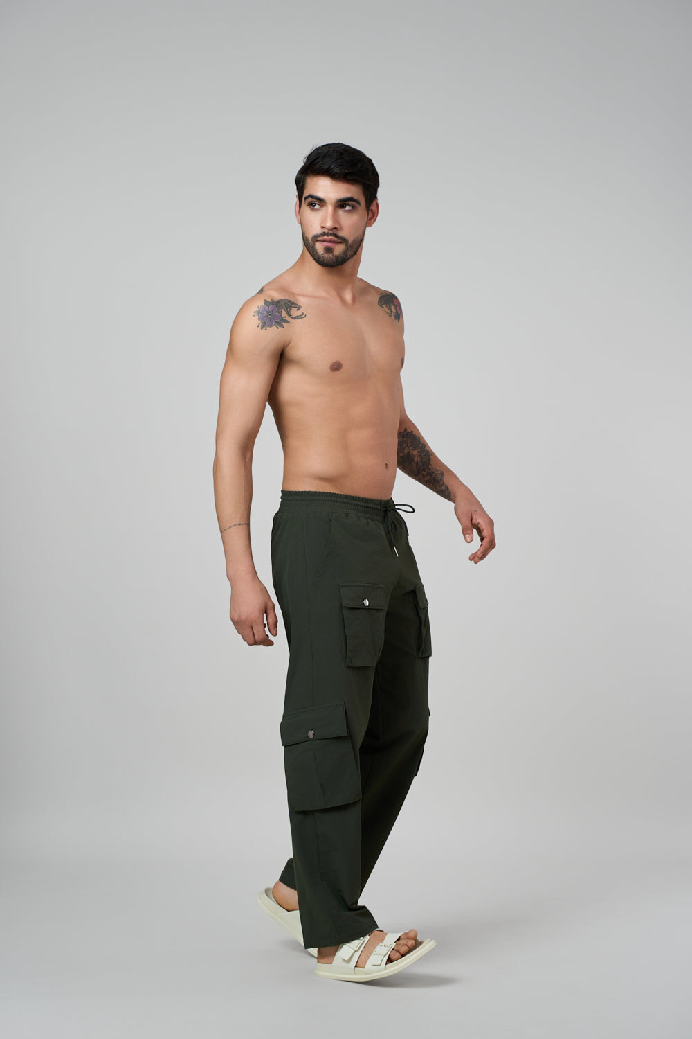 Green cargo pants front view