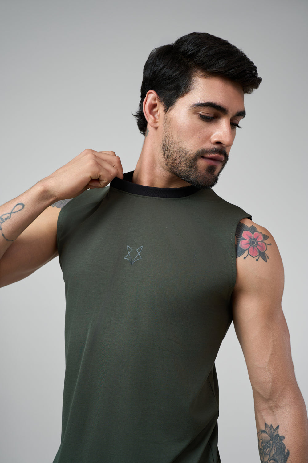 Green sleeveless shirt front view