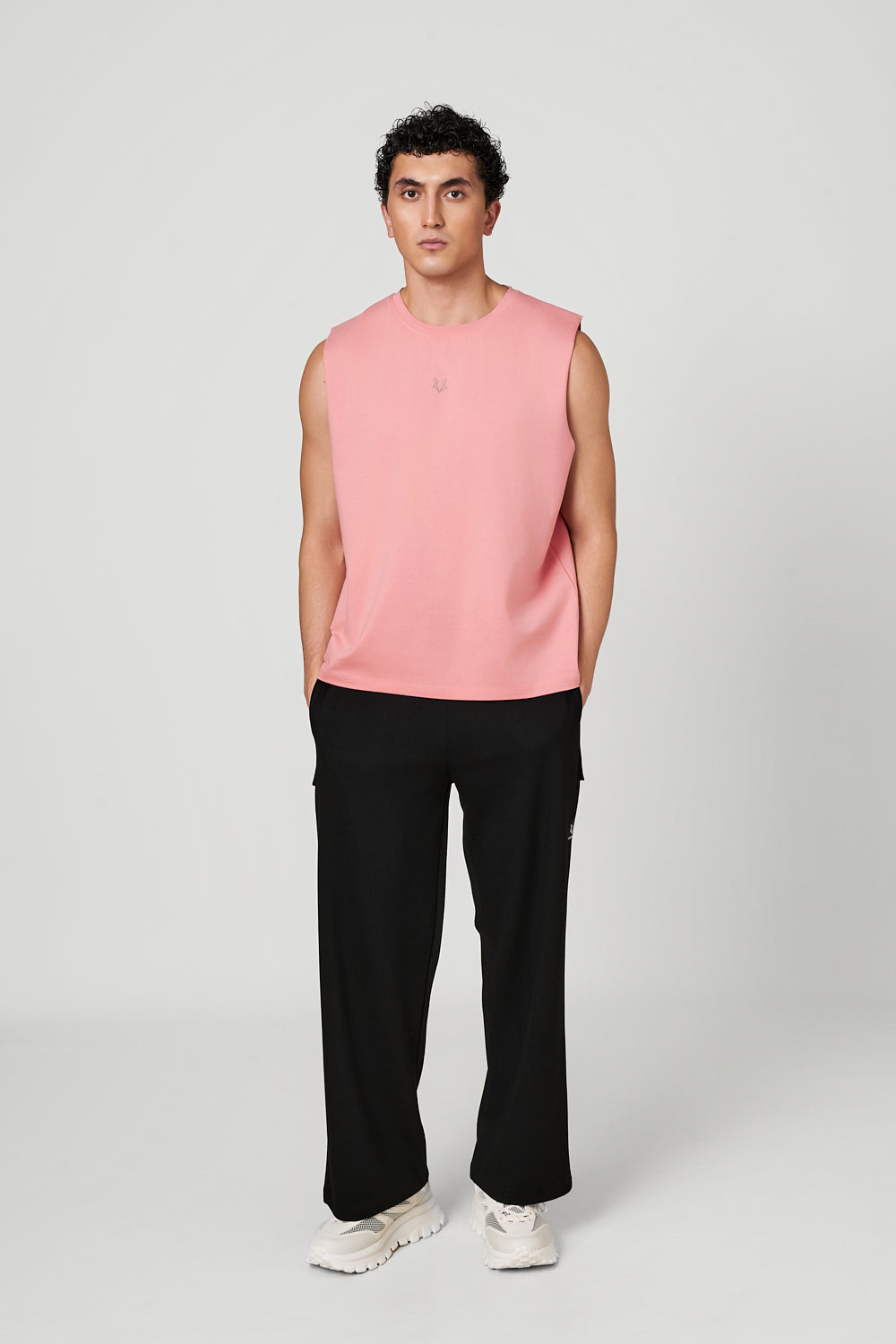 Pink Raw WolfWeave Oversized Tank Top for men – Air Soft, Structured