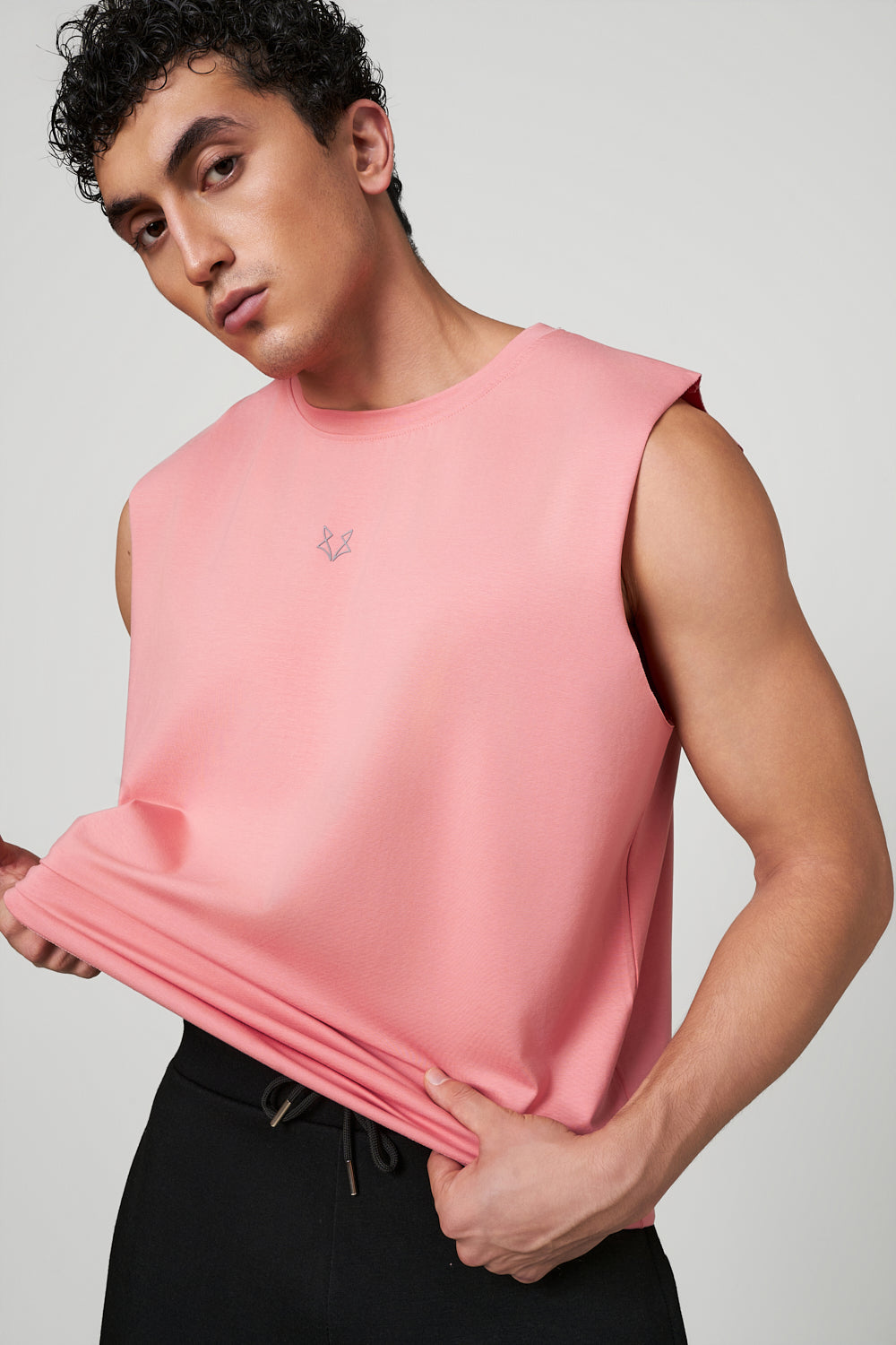 Raw WolfWeave Oversized Tank Top Pink