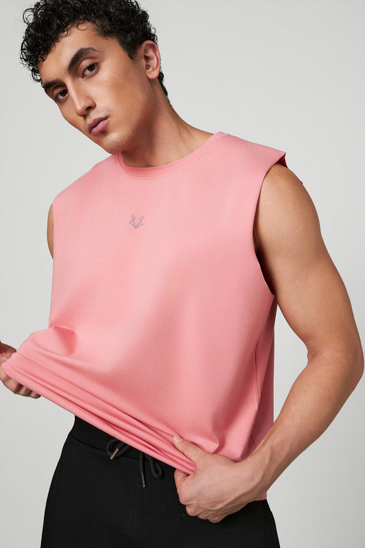 Raw WolfWeave Oversized Tank Top Pink