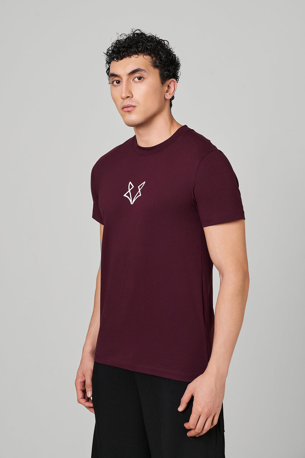 Warewolf Regular Fit Spot WolfKnit Sportswear Crewneck – Cotton T-shirt, 4-Way Stretch, Comfort – Maroon