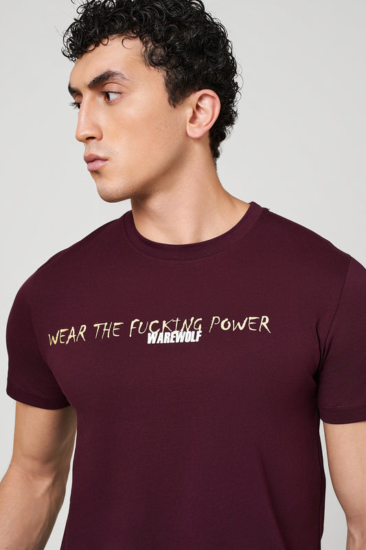 Warewolf Regular Fit The Statement WolfKnit Sportswear Crewneck – Cotton T-shirt, 4-Way Stretch, Comfort – Maroon